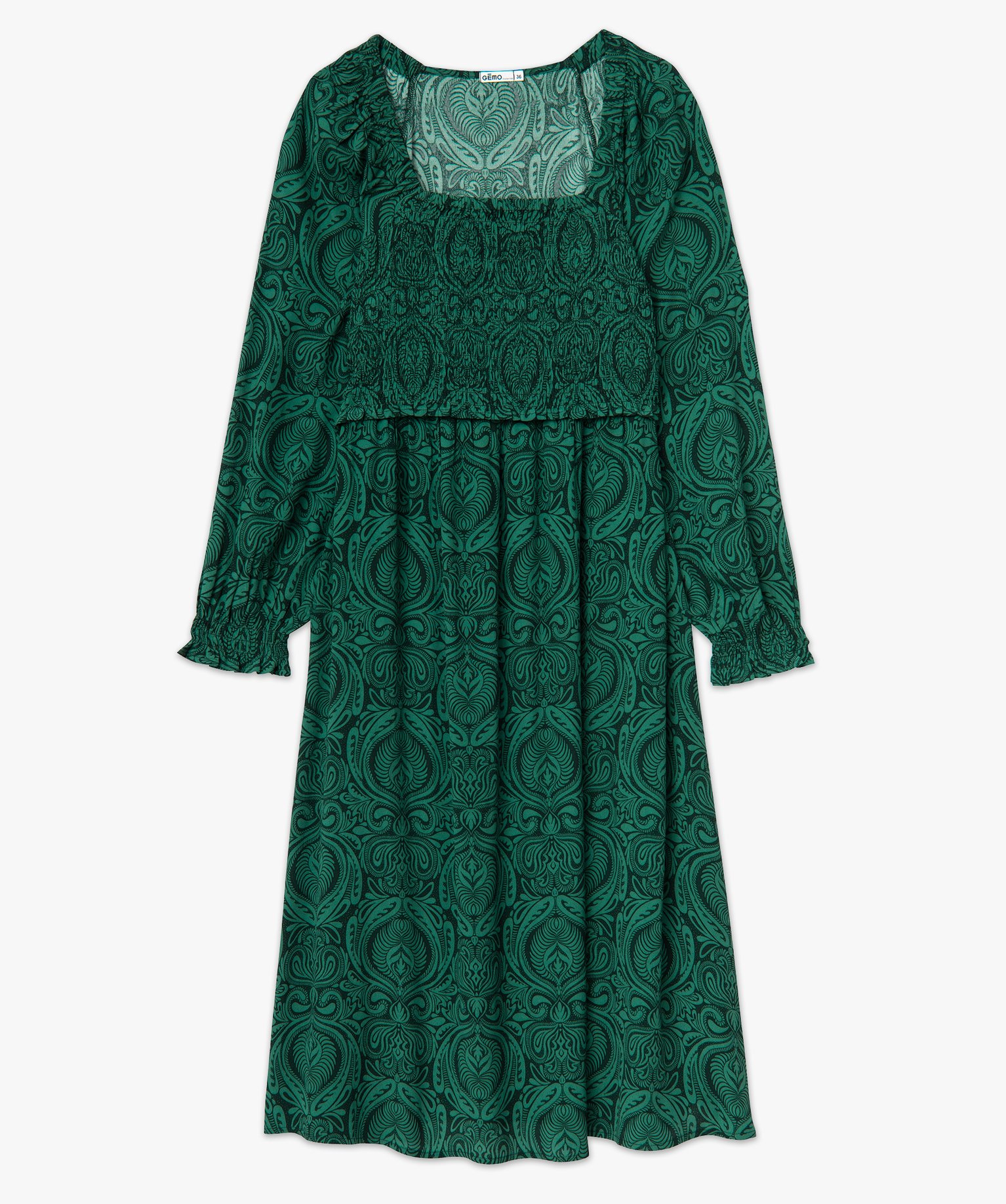 Robe de maternité à manches longues spécial allaitement imprime | GEMO