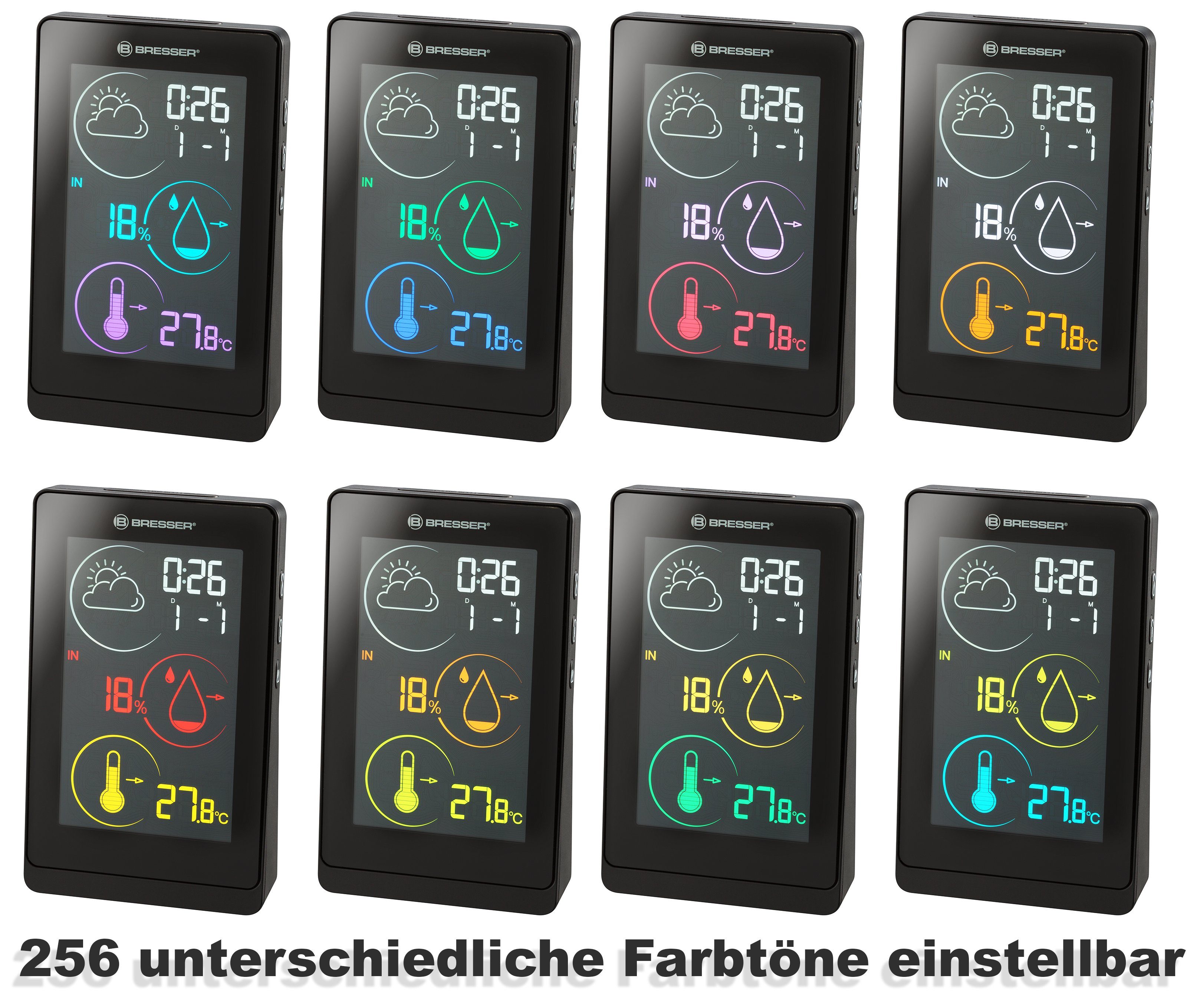 BRESSER BRESSER Farbwetterstation Temeo Life H Funkwetterstation