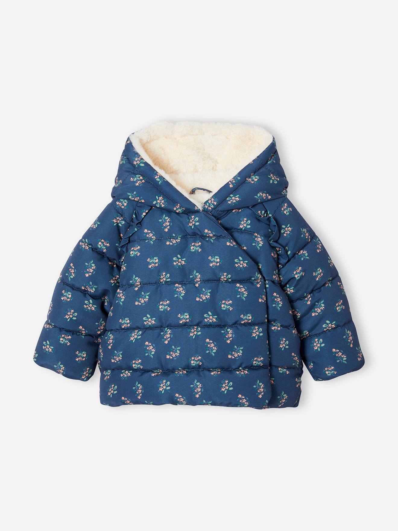 Vertbaudet Gefütterte Baby Steppjacke, Wickelform, Recycling-Polyester - dunkelblau