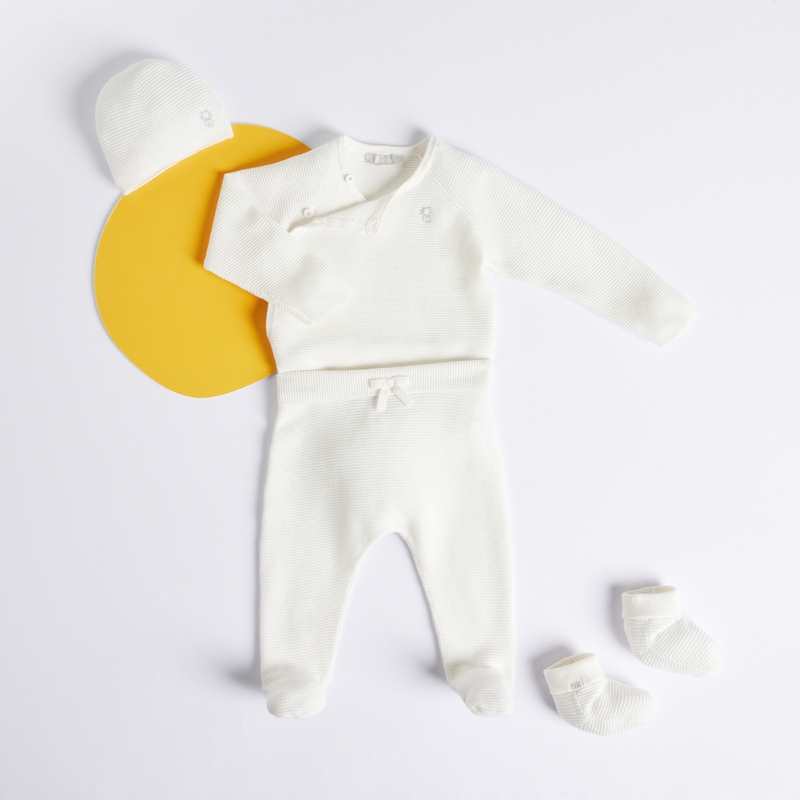 Brassière tricot côtelé coton bio blanc naissance