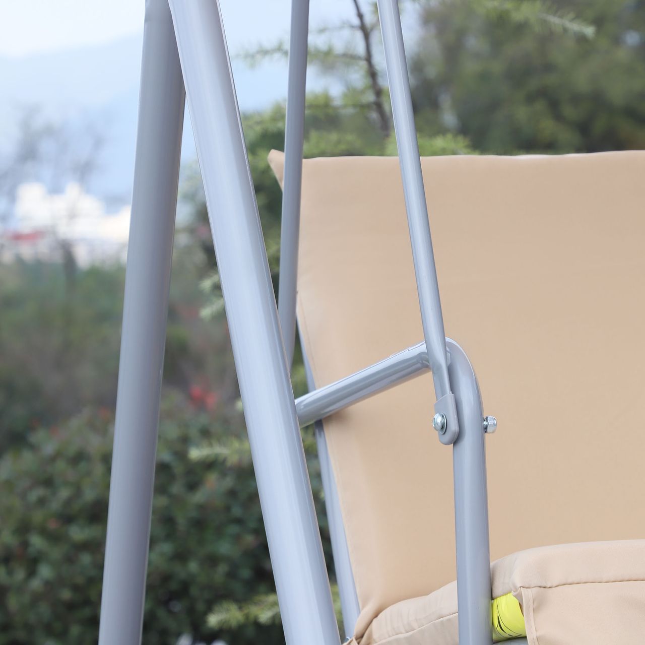 Outsunny Hollywoodschaukel Gartenschaukel 2-Sitzer mit Sonnendach Beige/Grau