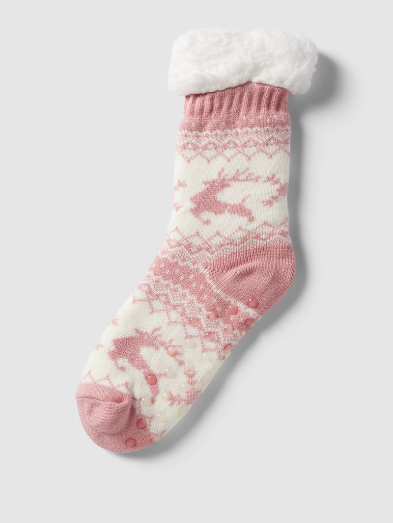 Socken in Strick-Optik in altrosa