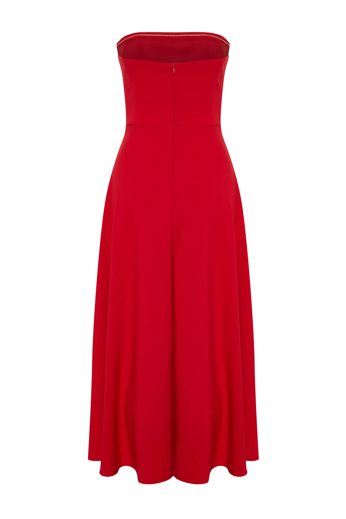 Trendyol Collection  Rotes Abendkleid mit Taillenöffnung/Skater-Stil TPRSS24EL00139