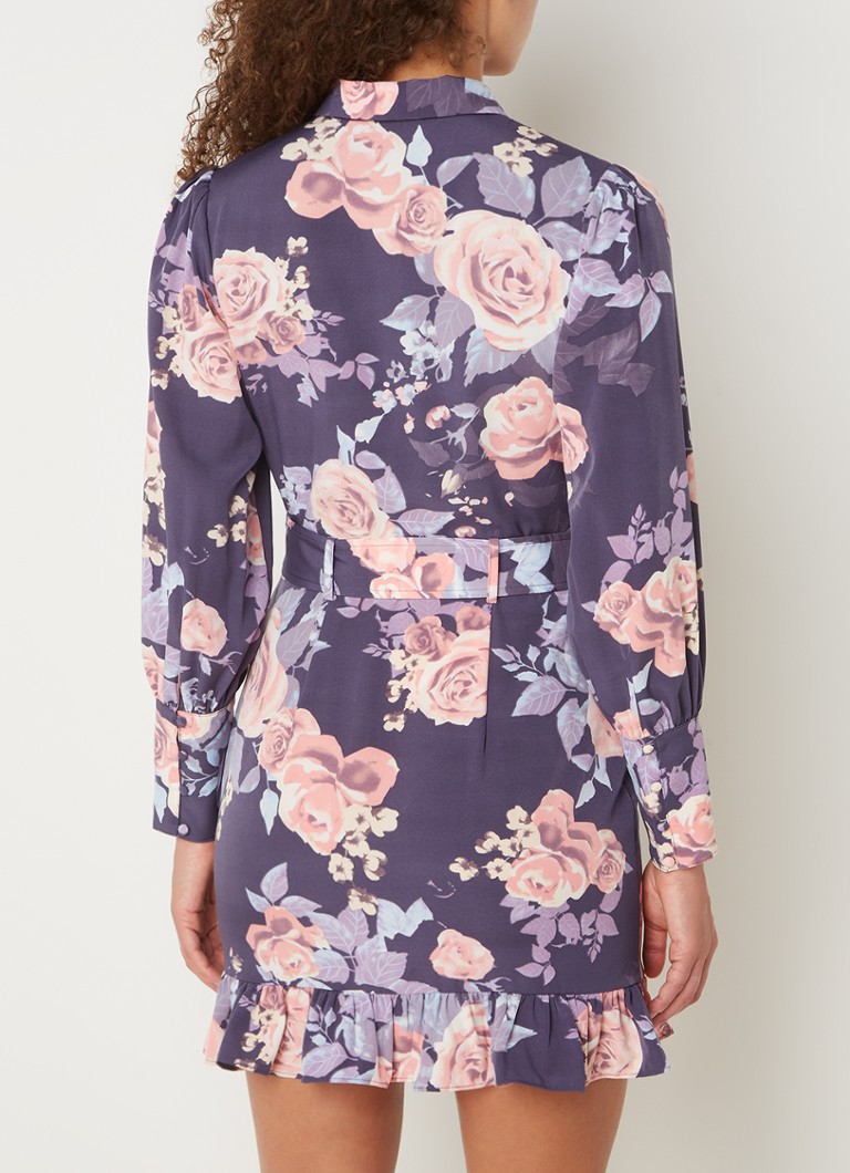 Rochie scurtă cu imprimeu floral și curea, Chi Chi London.