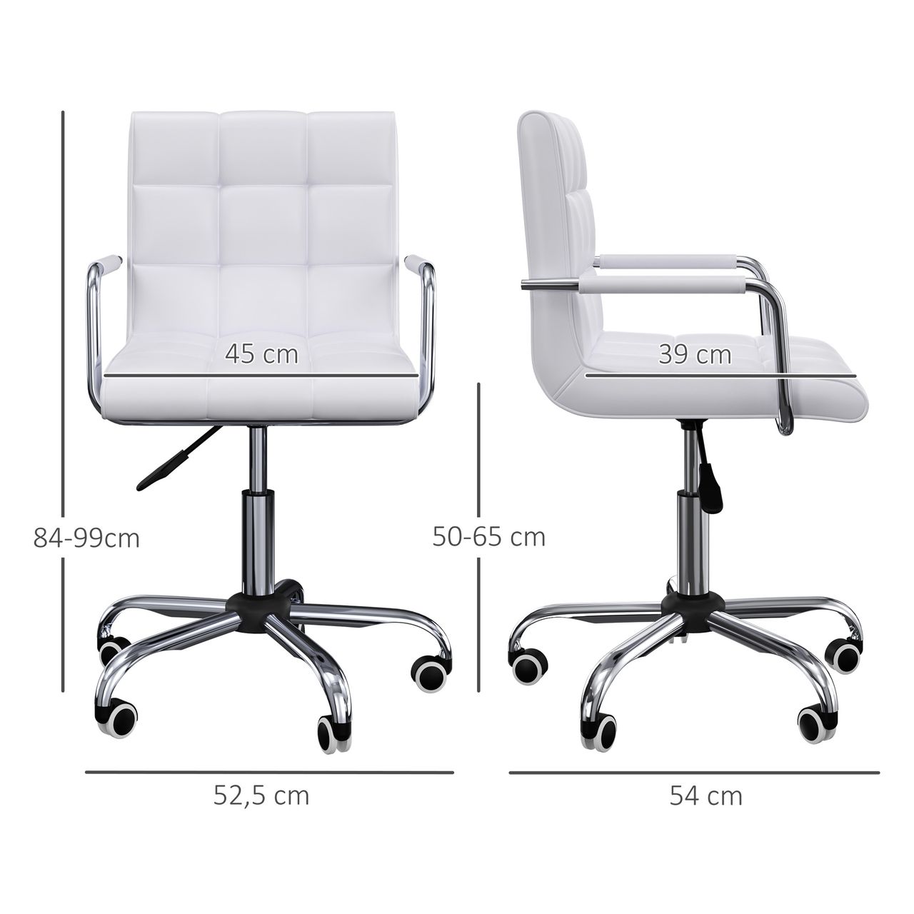 HOMCOM Drehstuhl , Metall PU Weiß