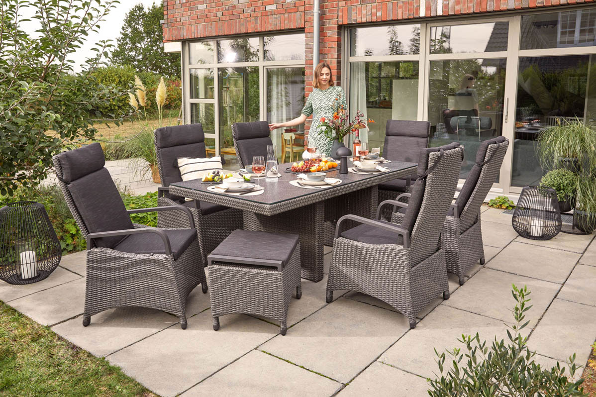 OUTDOORGartentisch Wangenform Rattan