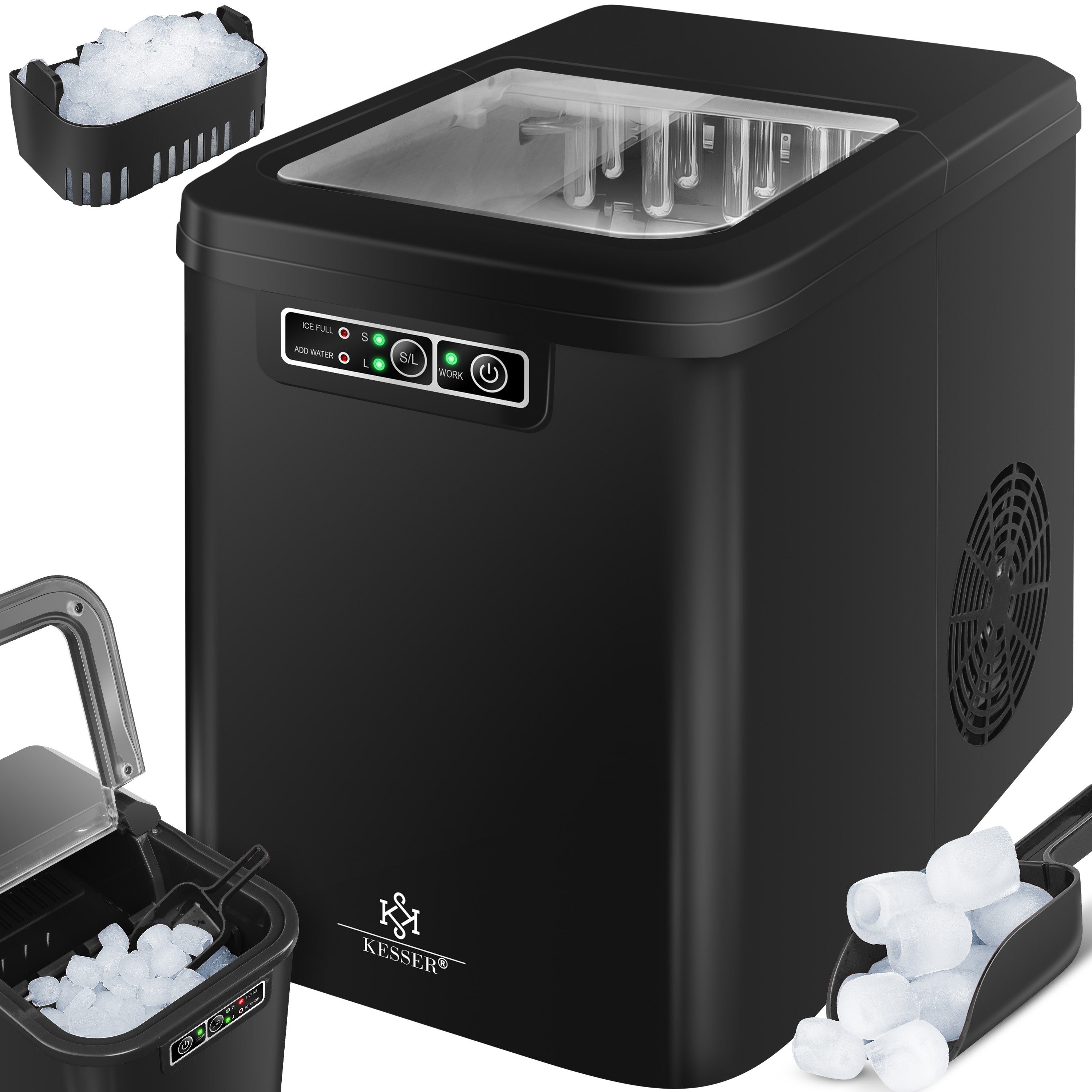 KESSER Eiswürfelmaschine, Eiswürfelbereiter Eiswürfelmaschine Edelstahl Ice Maker