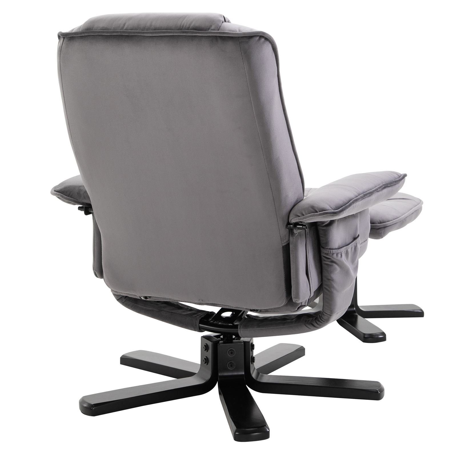 IDIMEX Relaxsessel CHARLES, Relaxsessel Samtstoff grau mit Hocker Fernsehsessel TV Sessel Relaxstu