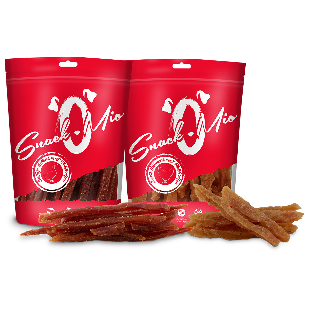 SnackOMio Filetstreifen Mixpaket Huhn/Ente 4x70g bei ZooRoyal