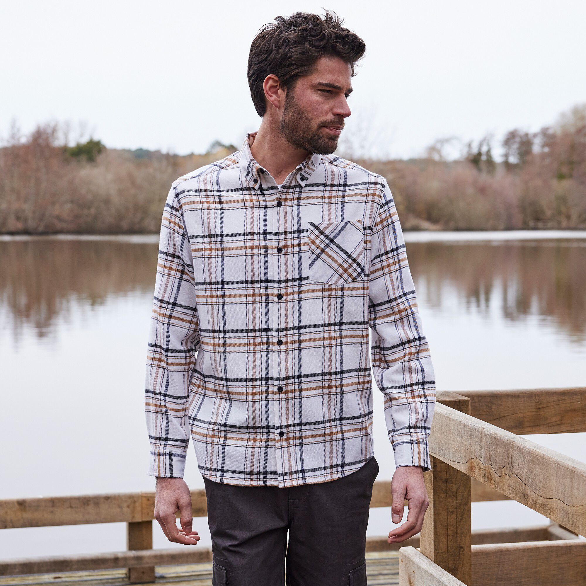 Chemise en flanelle carreaux fils-teints