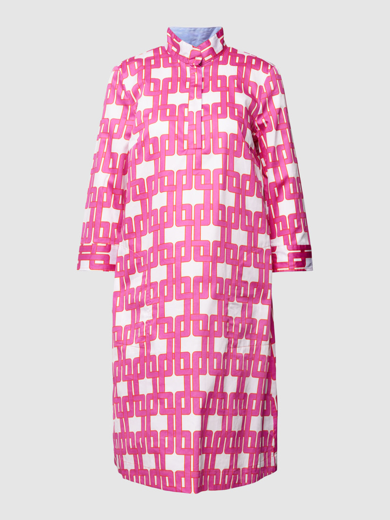 Hemdblusenkleid aus Baumwolle mit Allover-Print in fuchsia