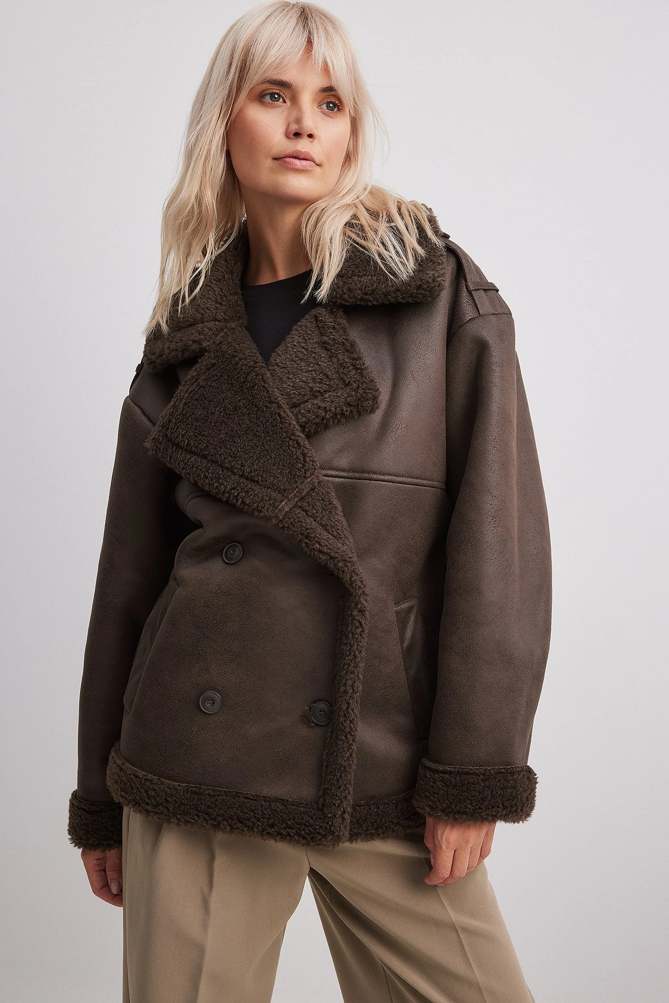 Oversize Bonded Teddy-Detail-Jacke