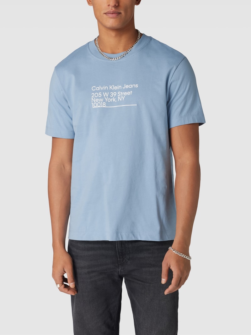 T-Shirt aus Baumwolle Modell 'ADDRESS' in hellblau