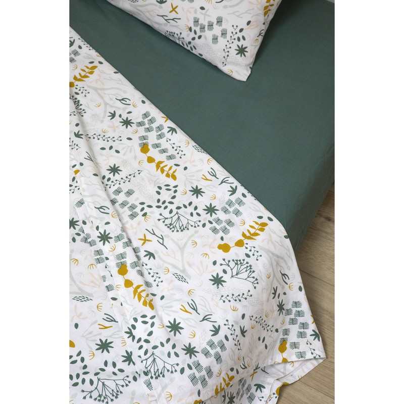 Drap plat 1 personne Coton Bio Yukari 180 x 290 cm