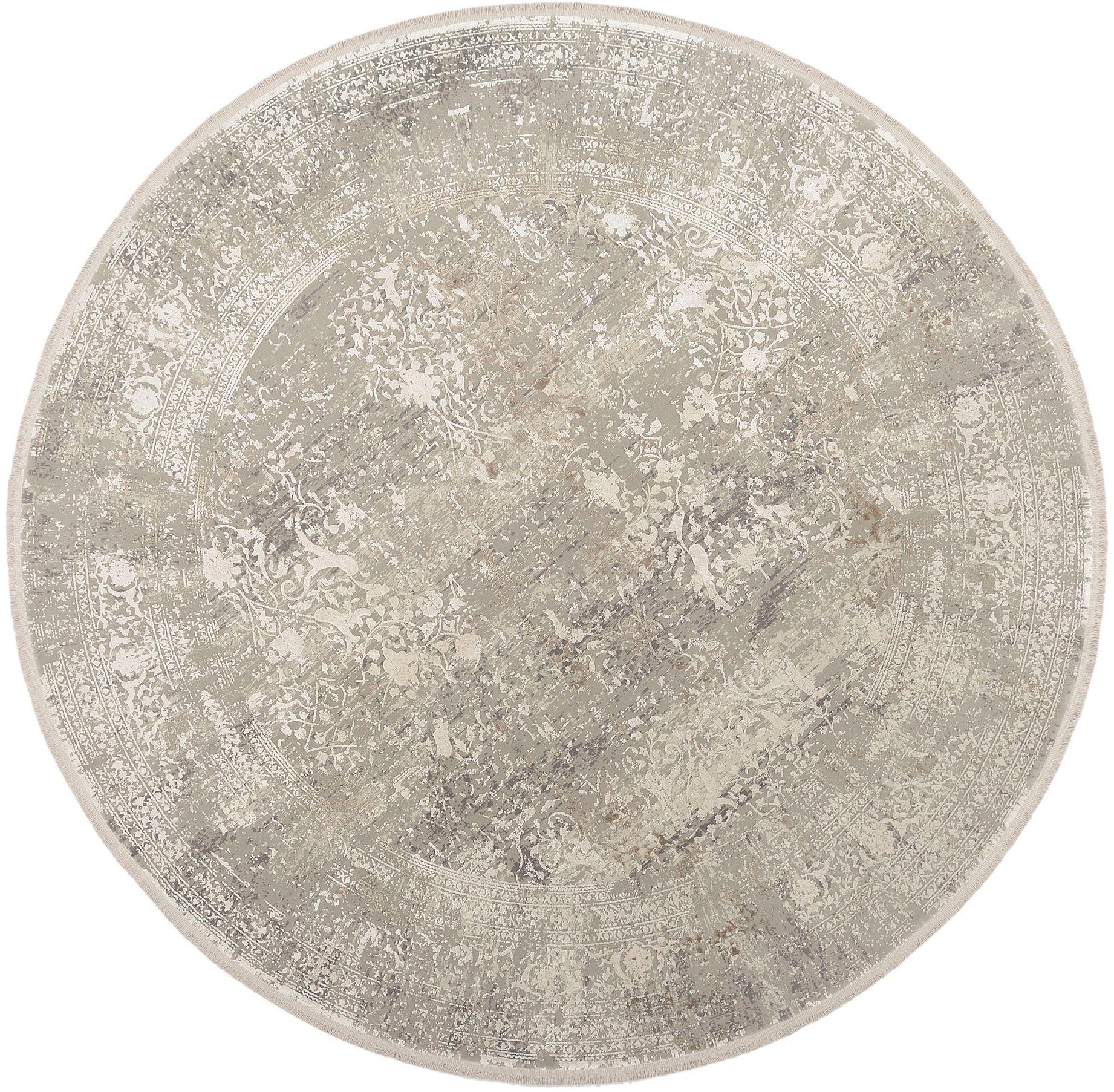 Teppich BESTSELLER CAVA, OCI DIE TEPPICHMARKE, rund, Höhe: 8 mm, Glanz Viskose, Hoch Tief Struktur, mit Fransen, Wohnzimmer
