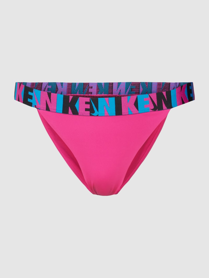 Bikini-Hose mit Label-Print in fuchsia