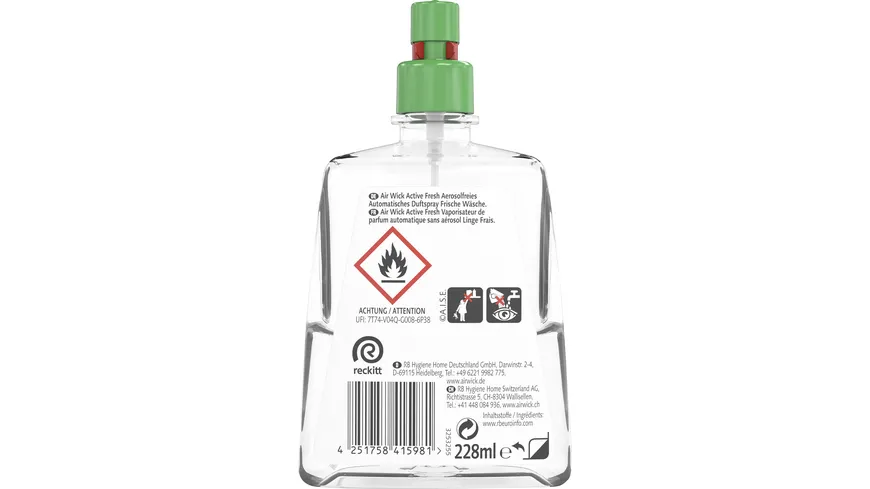 Air Wick Active Fresh Aerosolfreies Automatisches Duftspray Nachfüller Frische Wäsche 228 ml