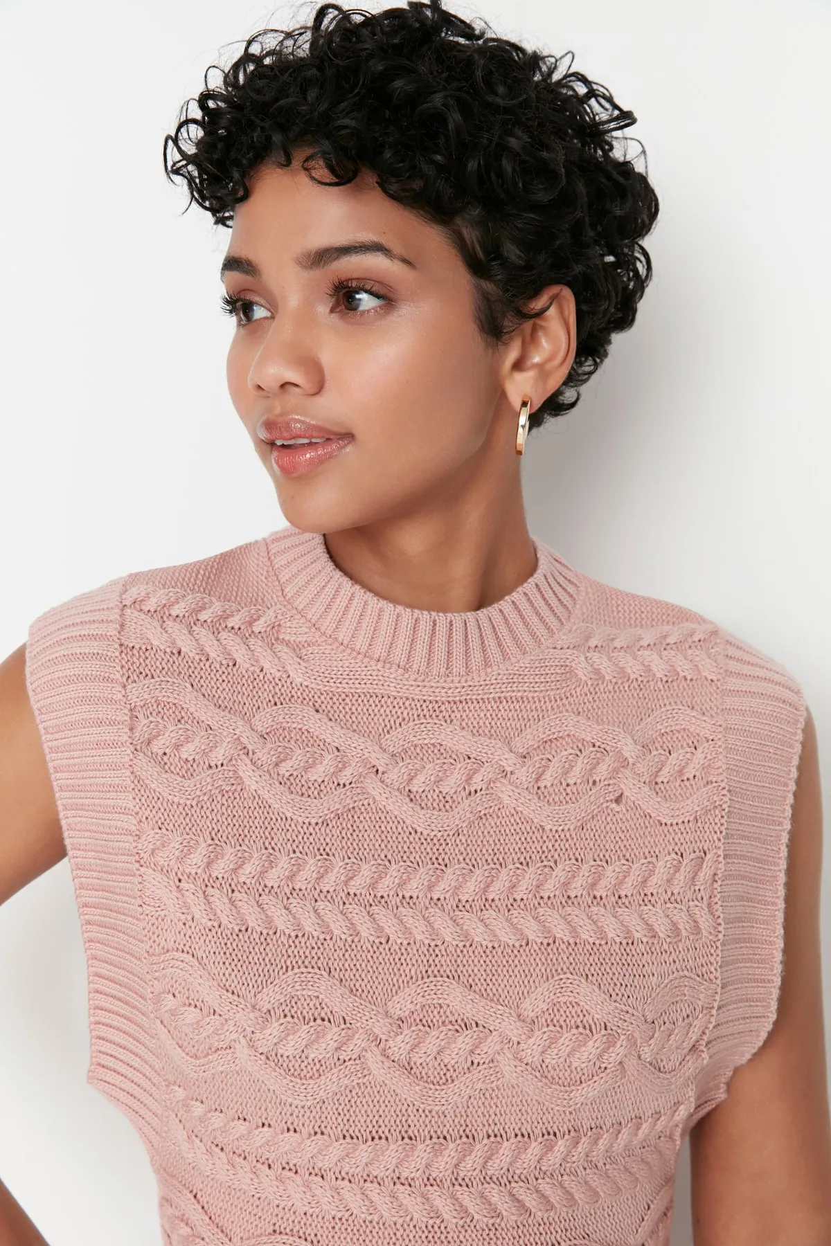 Trendyol Collection  Strickweste - Rosa - Regular Fit