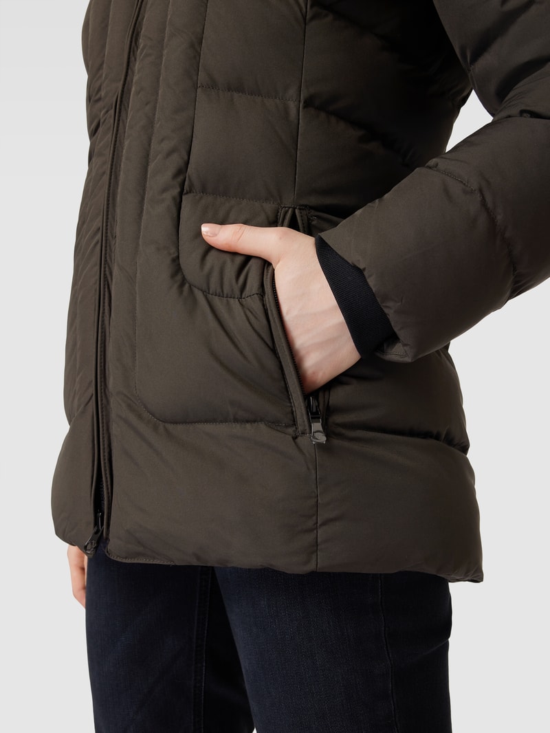 Funktionsjacke mit Kunstfellbesatz Modell 'Belvitesse' in olivgrün