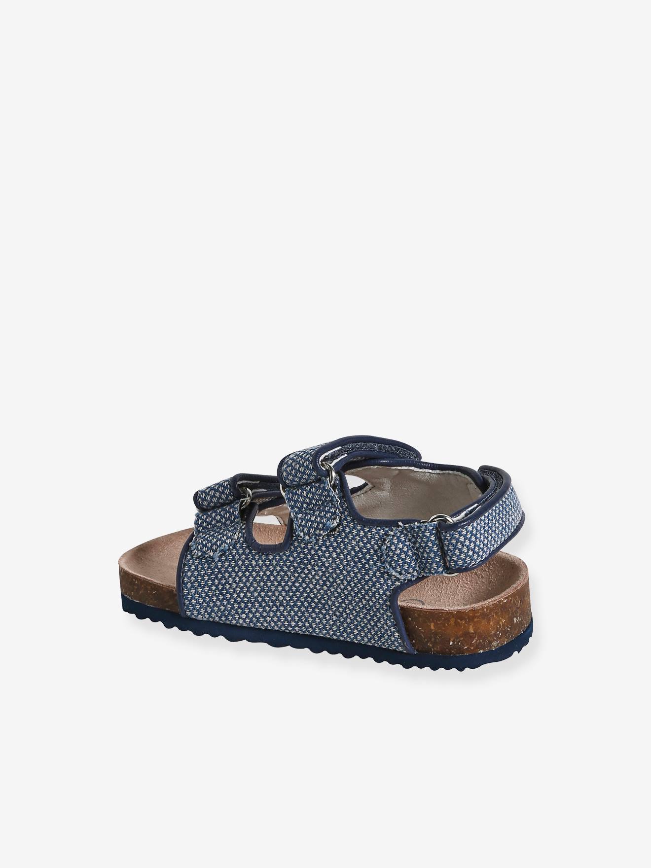 Vertbaudet Baby Klett-Sandalen mit Muster - blau bedruckt