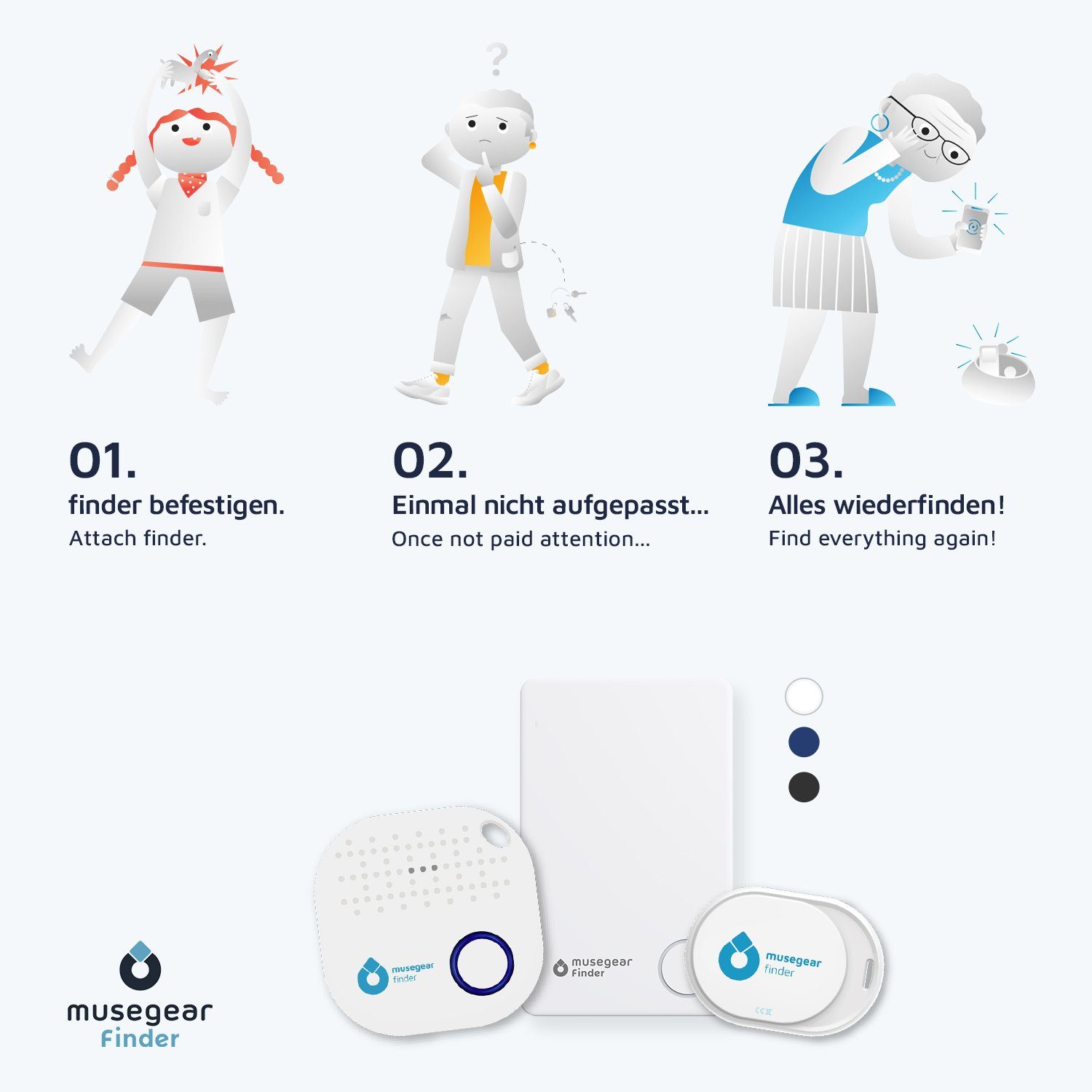 musegear Bluetooth®-Sender Schlüsselfinder mit Bluetooth App aus Deutschland