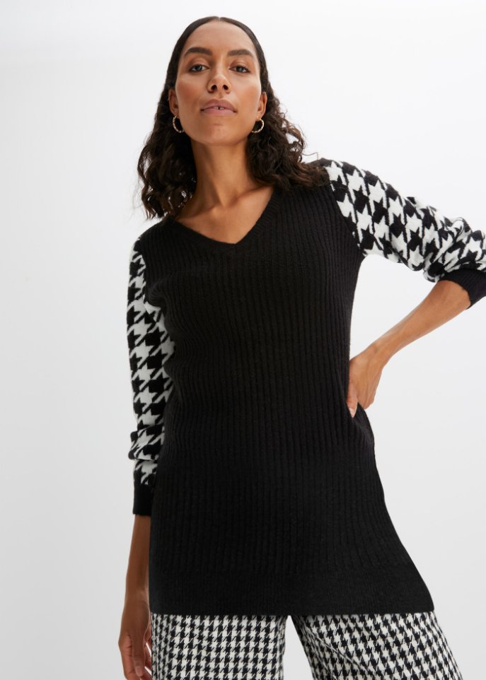 Pullover mit gemusterten Ärmeln
