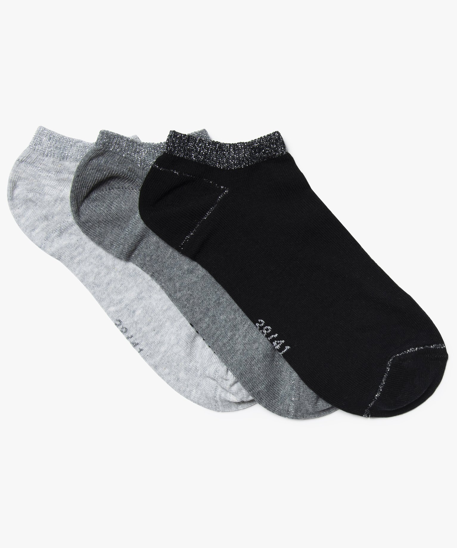 Chaussettes ultra-courtes avec paillettes sur la tige femme ... noir | GEMO