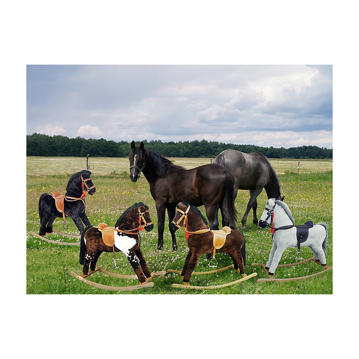Großes Plüschpferd wie Haflinger Schaukelpferd Holzpferd hellbraun