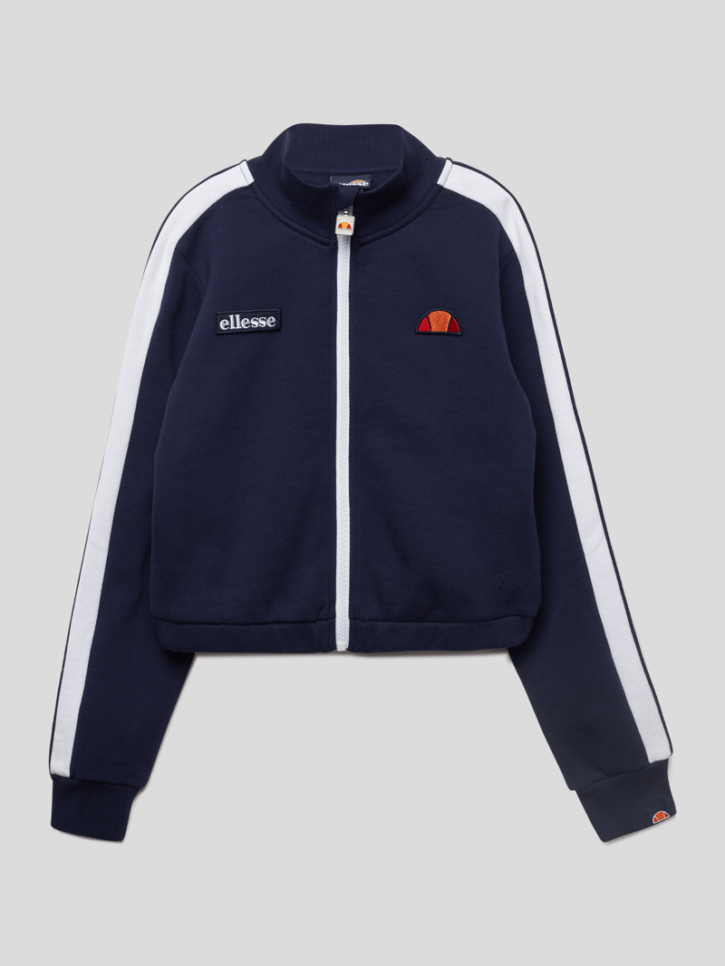 Sweatjacke mit Label-Patches in marineblau