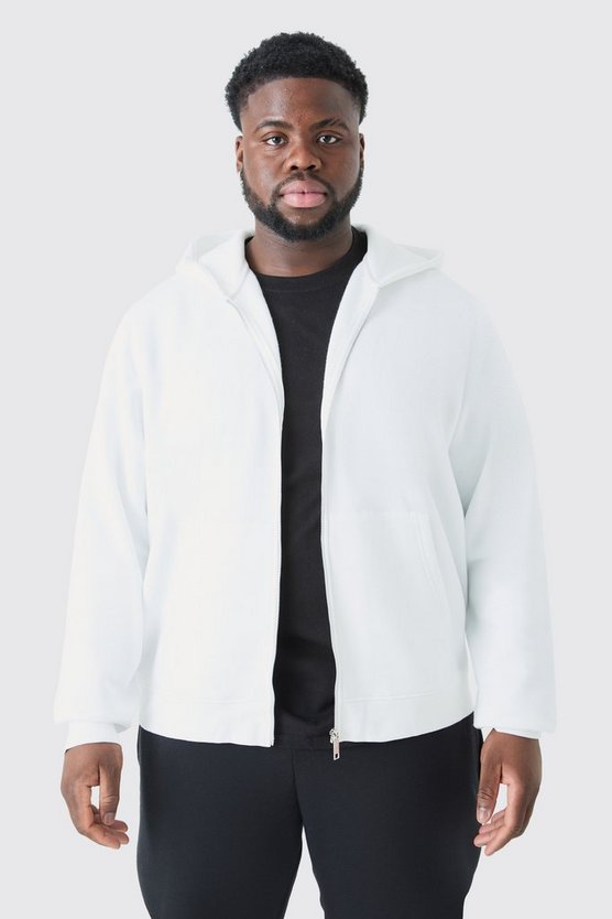 Plus Basic Hoodie in Weiß mit Reißverschluss