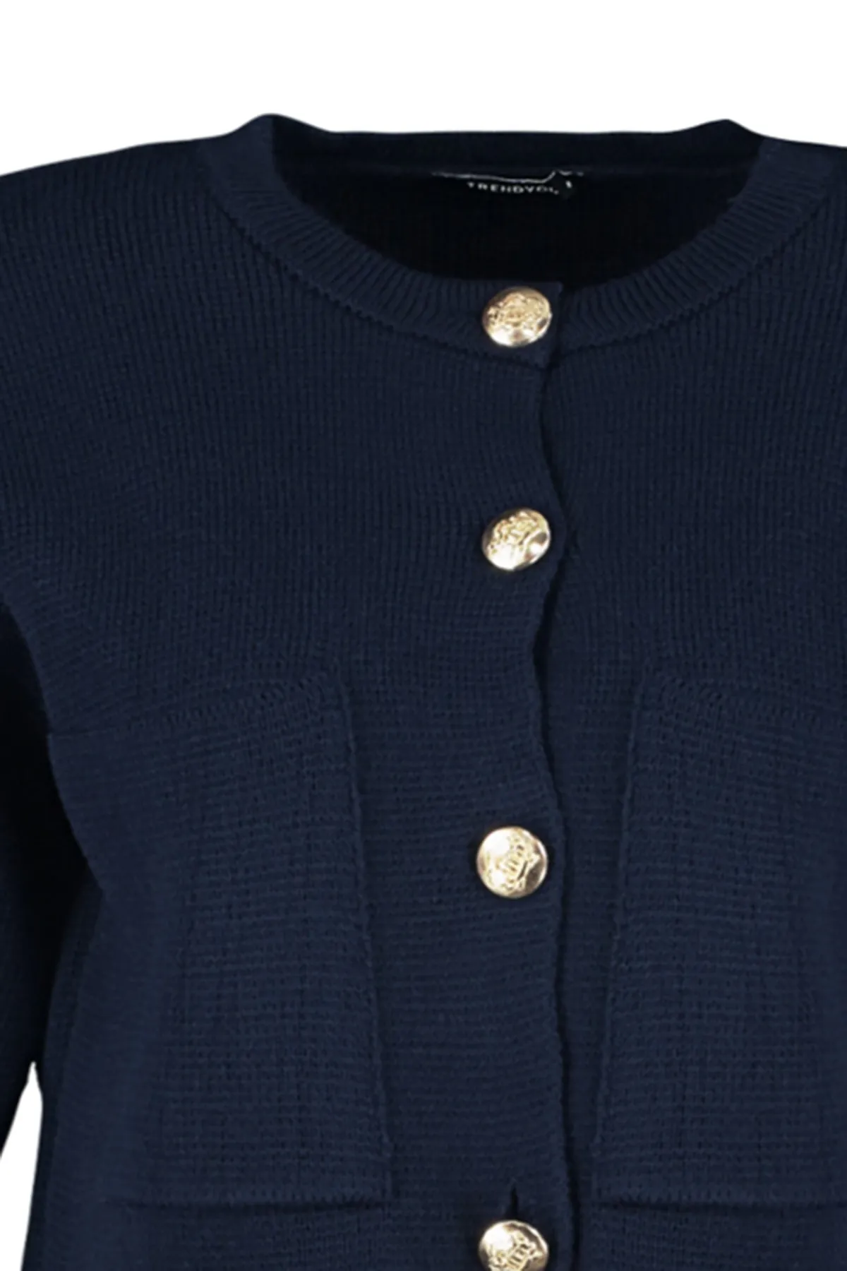 Trendyol Collection  Marineblauer, weich strukturierter Strick-Cardigan mit Accessoires TWOAW24HI00023