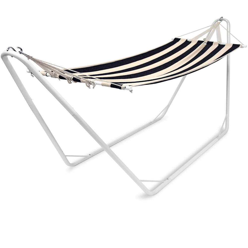 Casaria Hängematte mit Metallgestell Creme/Schwarz 200x80cm