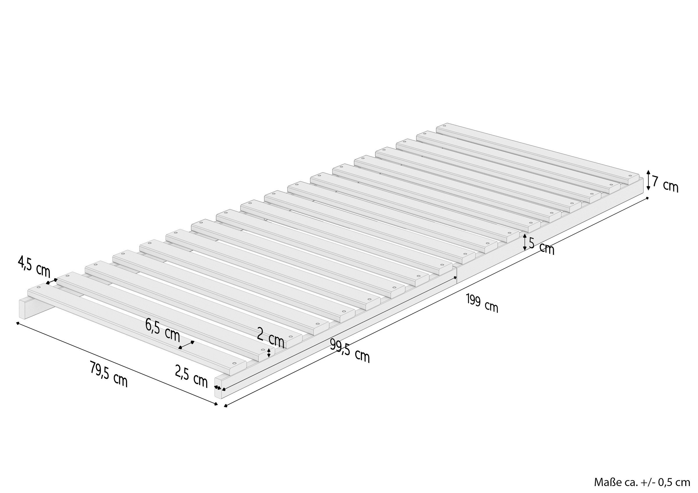 Rollrost Lattenrost völlig metallfrei Stecksystem 80x200, ERST-HOLZ