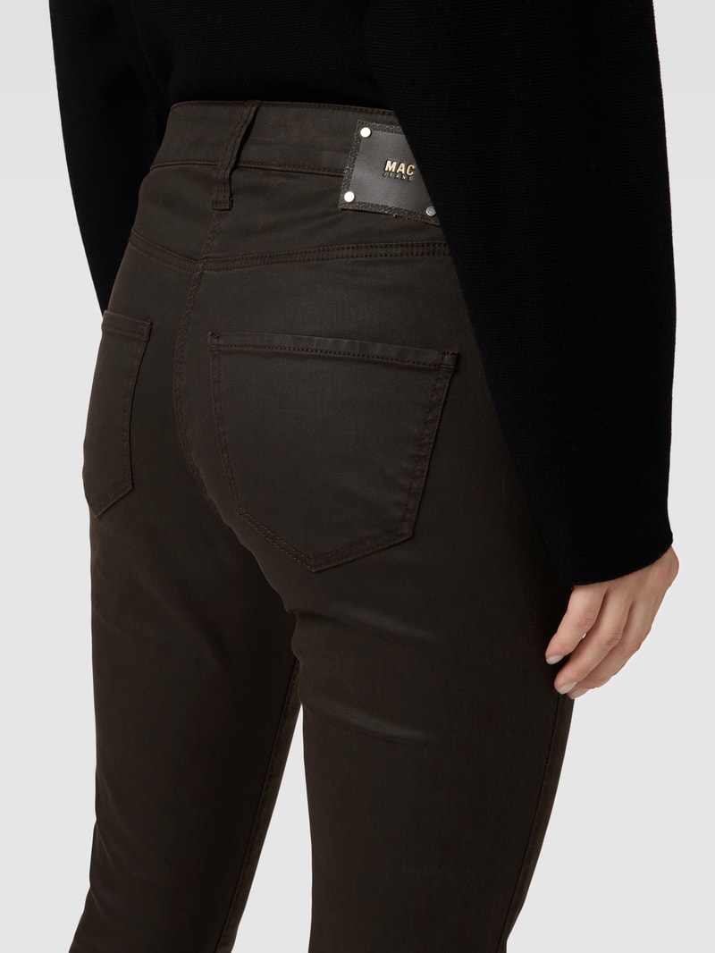 Skinny Fit Jeans mit Reißverschlusstaschen in dunkelbraun