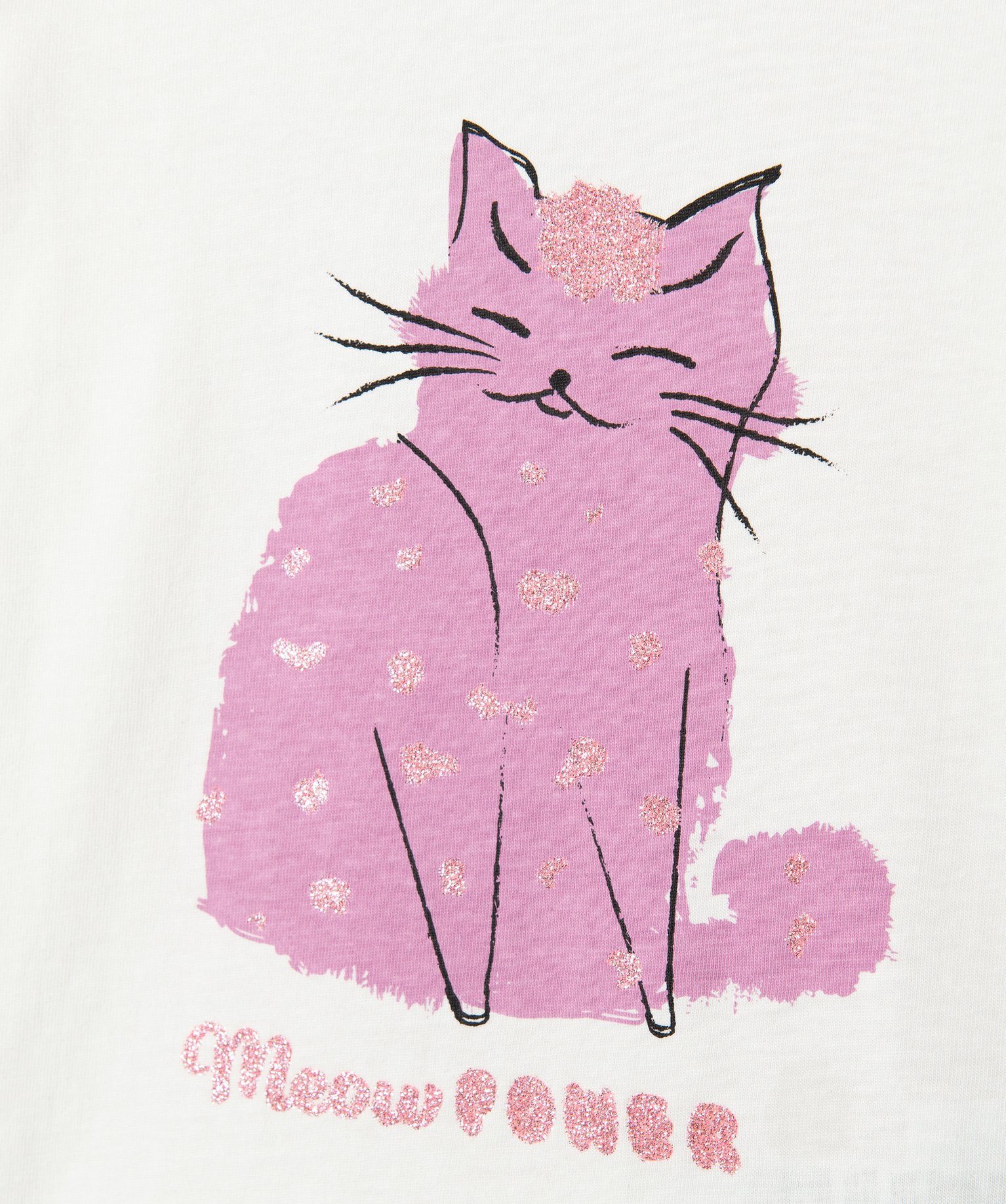 Tee-shirt fille à manches longues avec motif pailleté ecru | GEMO