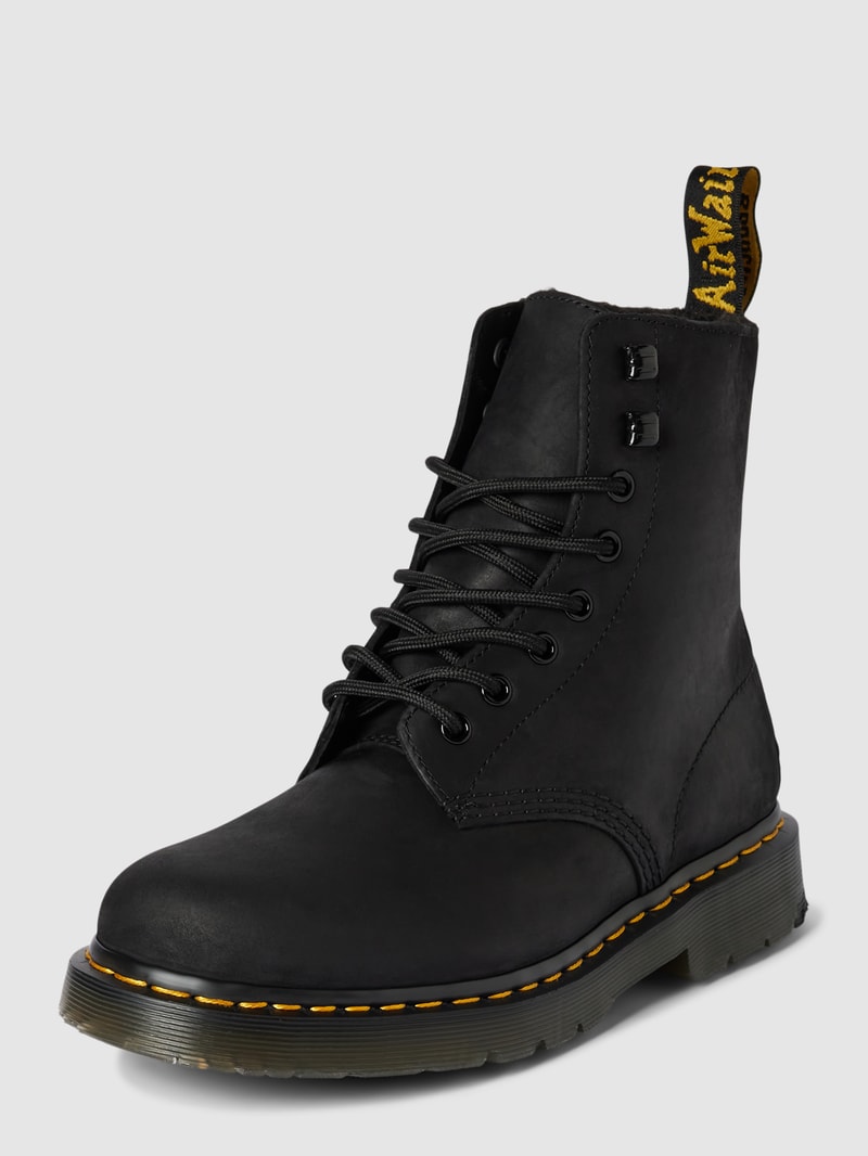Schnürboots aus Leder mit Ziernaht Modell 'WinterGrip' in schwarz