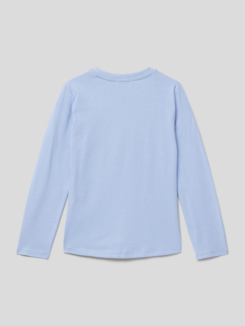 Longsleeve mit Motiv- und Statement-Print in bleu