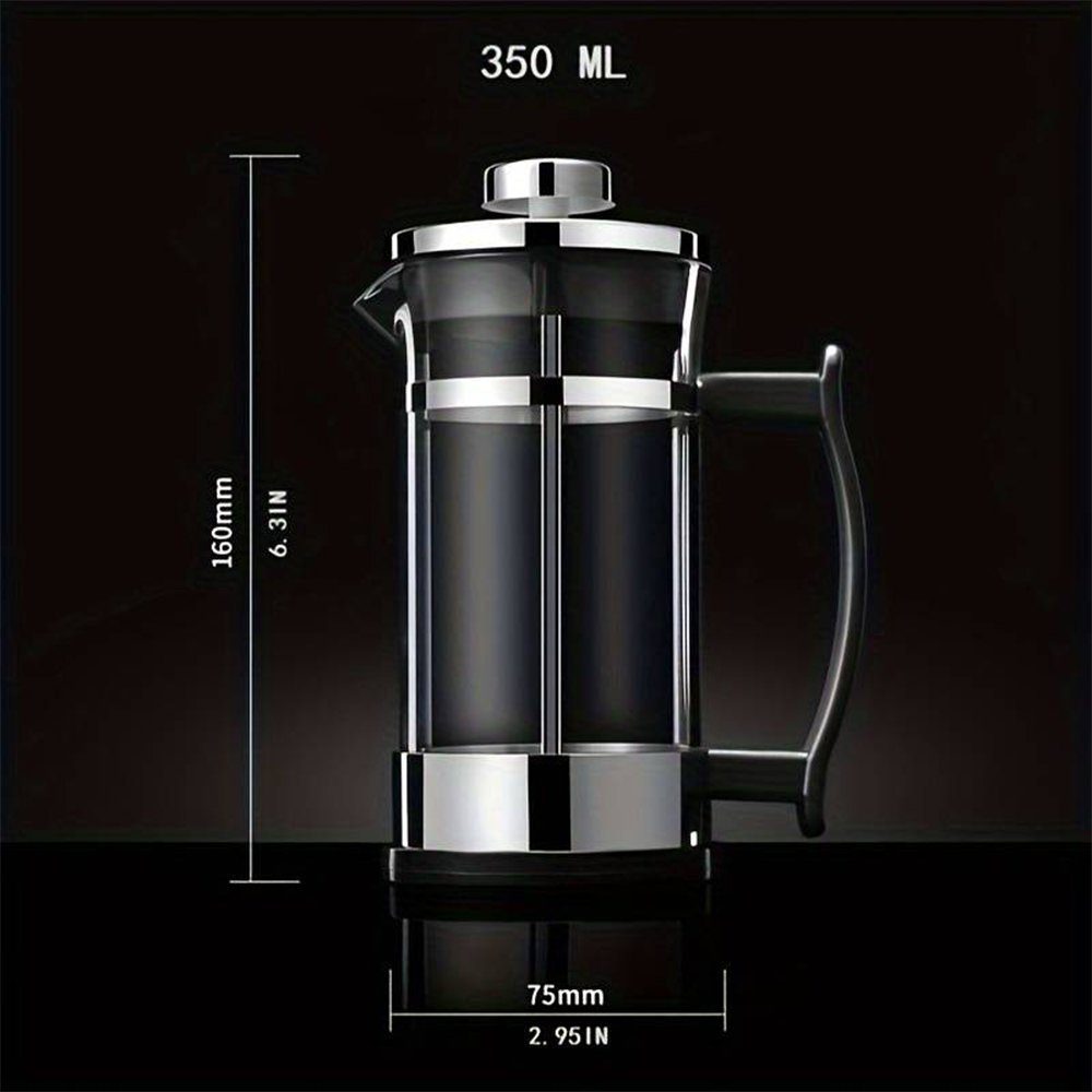 Zimtky French Press Kanne Haushaltsfilter aus Edelstahl für handgebrühte Kaffeekanne, 350ml
