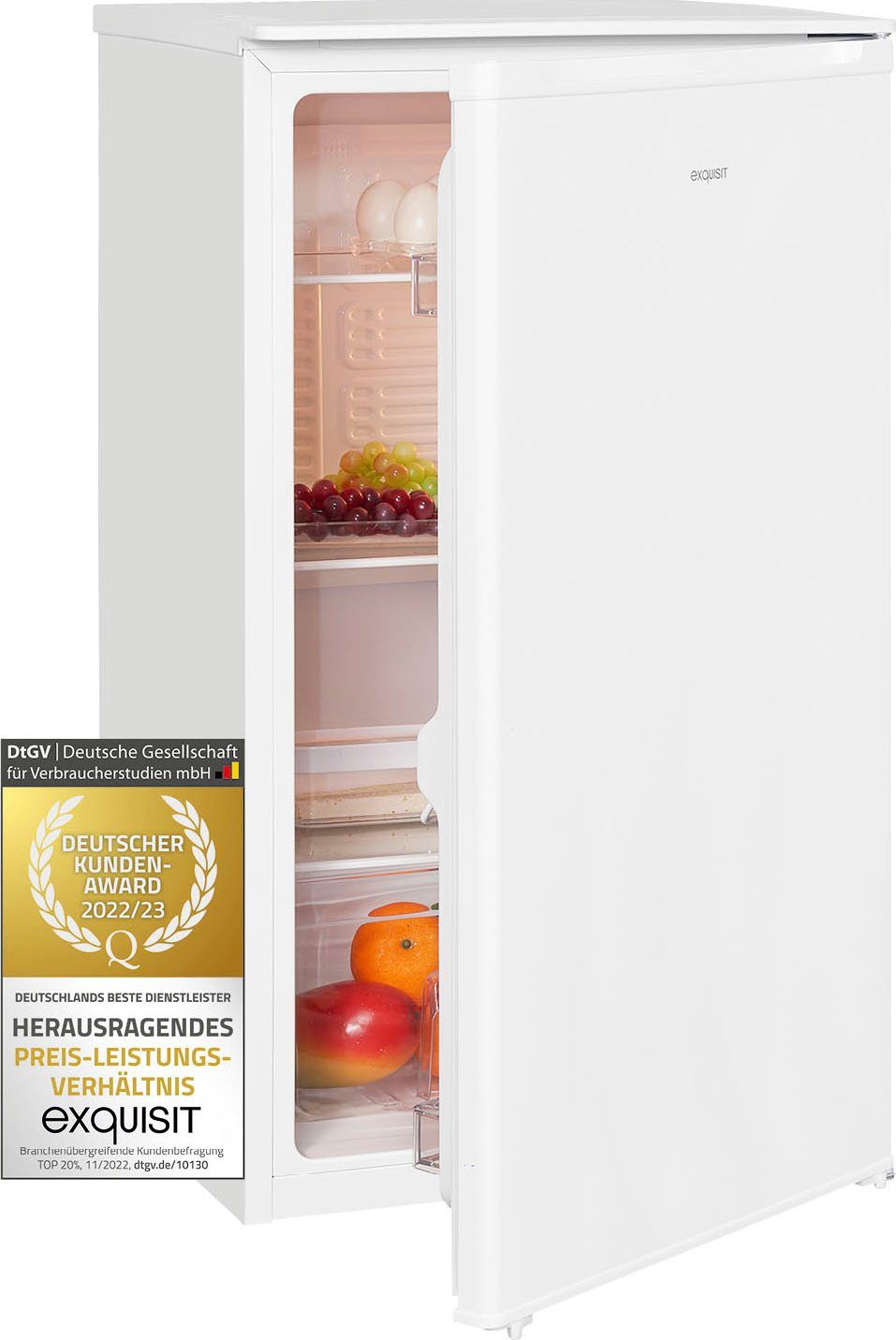 exquisit Vollraumkühlschrank KS116-V-041E weiss, 85 cm hoch, 48 cm breit