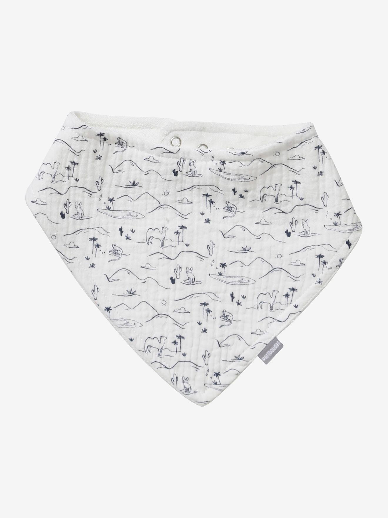 Lot de 3 bavoirs bandanas en gaze de coton vert noel