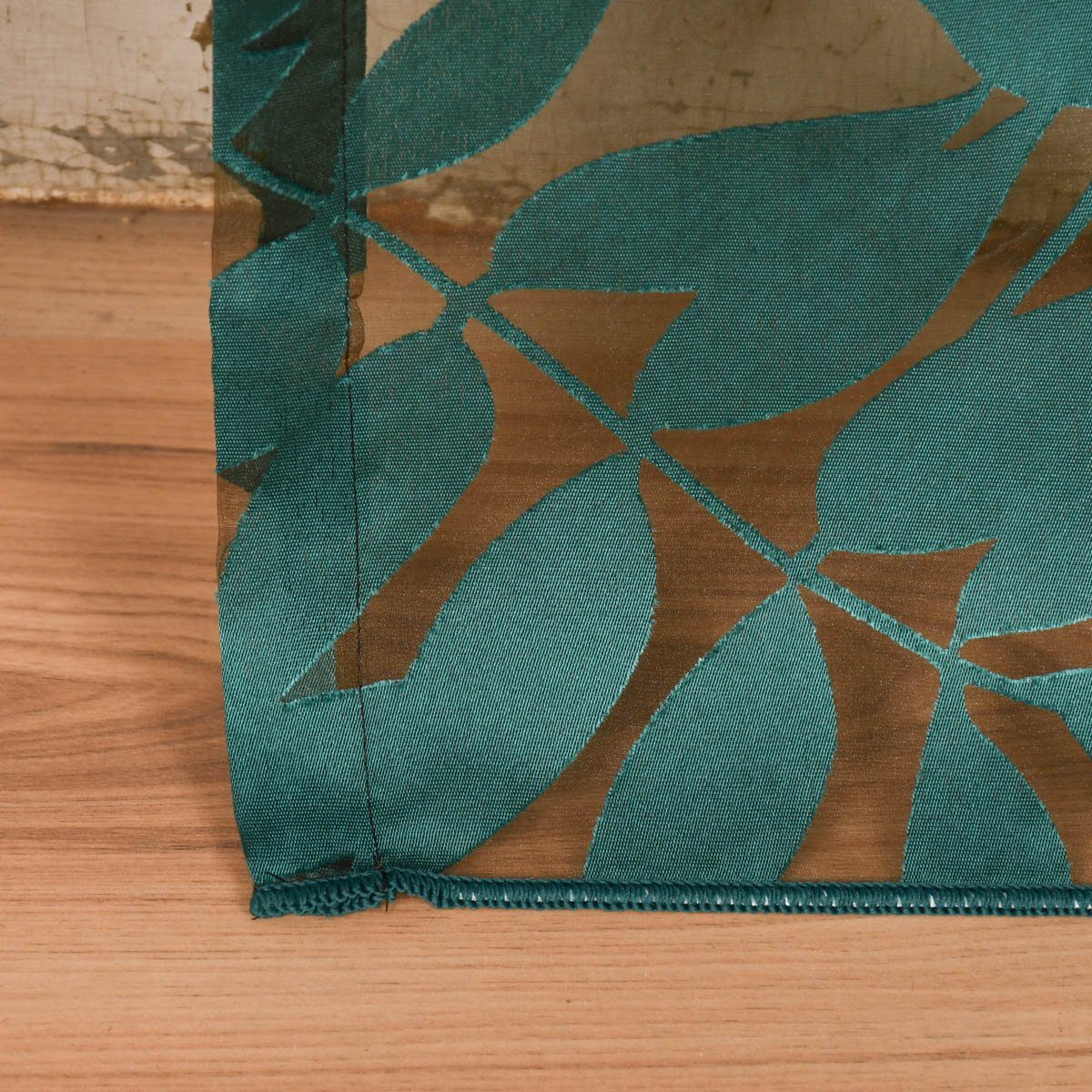 Meterware Rasch Textil Stores Ausbrenner Sri Lanka Blätter petrol bronze 300cm, halbtransparent, Viskose, überbreit
