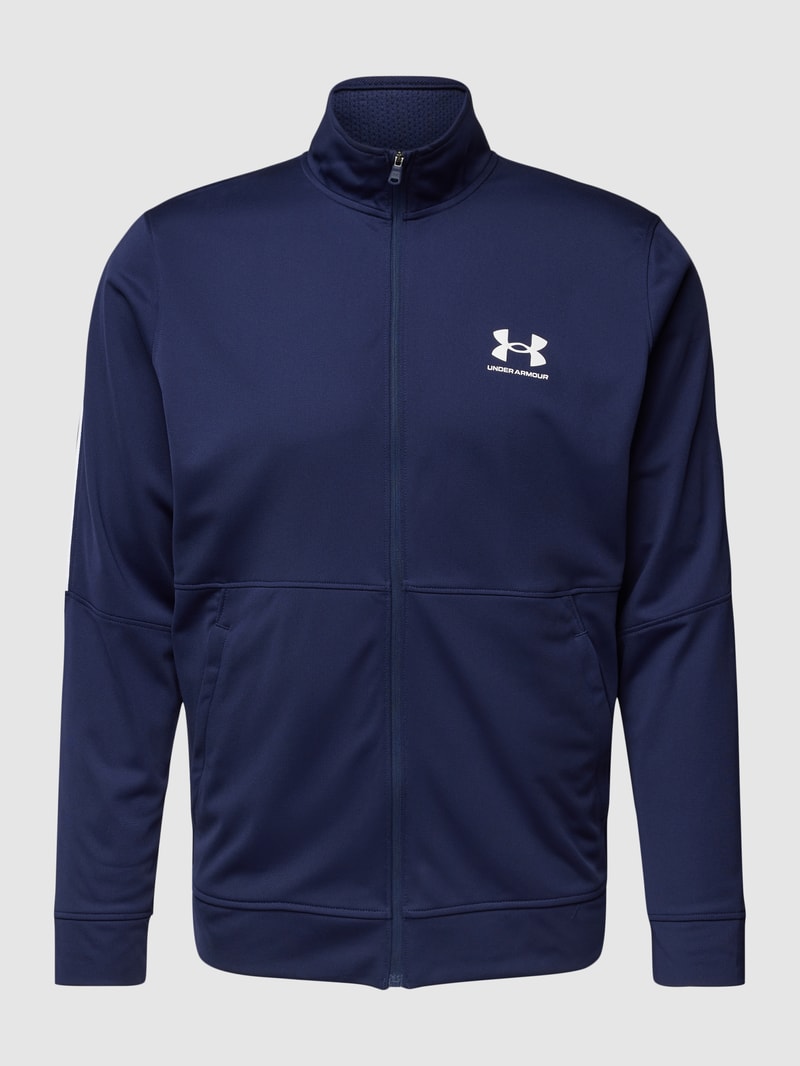 Trainingsjacke mit Label-Print Modell 'PIQUE TRACK JACKET' in marineblau