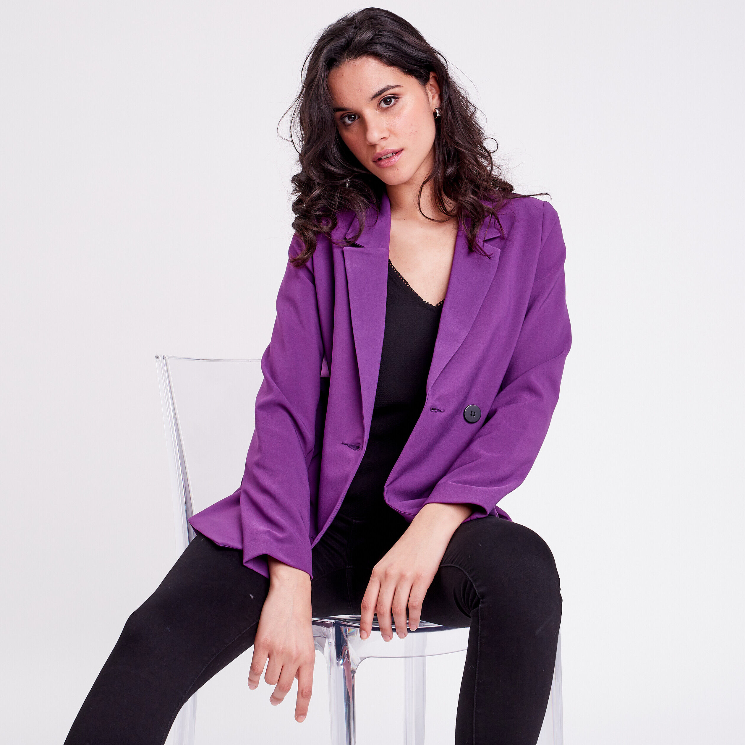 Veste blazer violet foncé femme | Cache Cache
