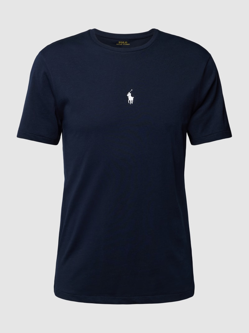 T-Shirt mit Logo-Stitching in marineblau