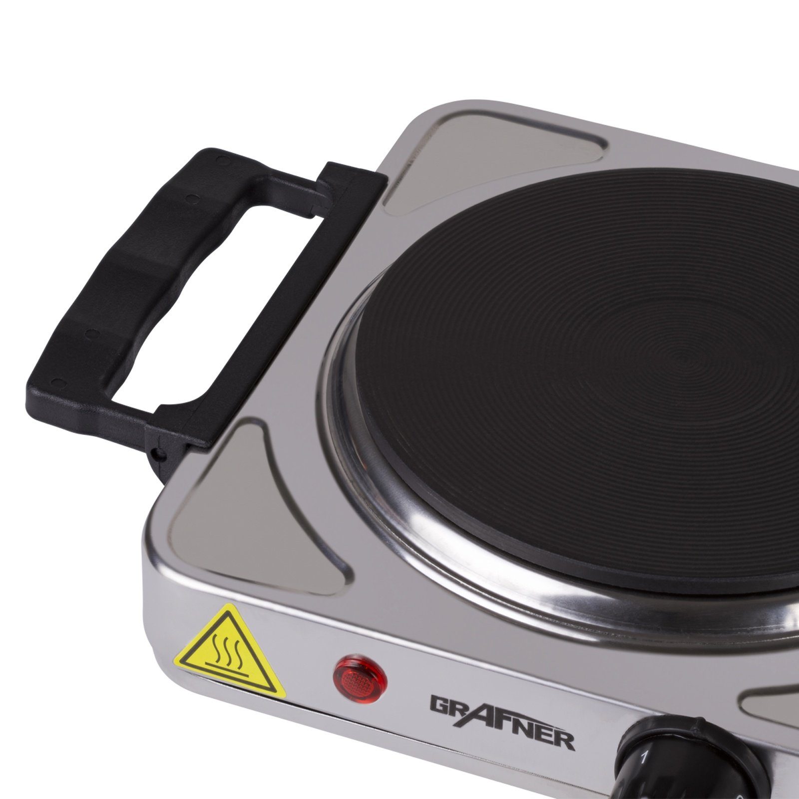 Grafner Einzelkochplatte Grafner Kochplatte einzel 1000 Watt mit klappbaren Griffen Edelstahl KP10881, 1 Gussplatte