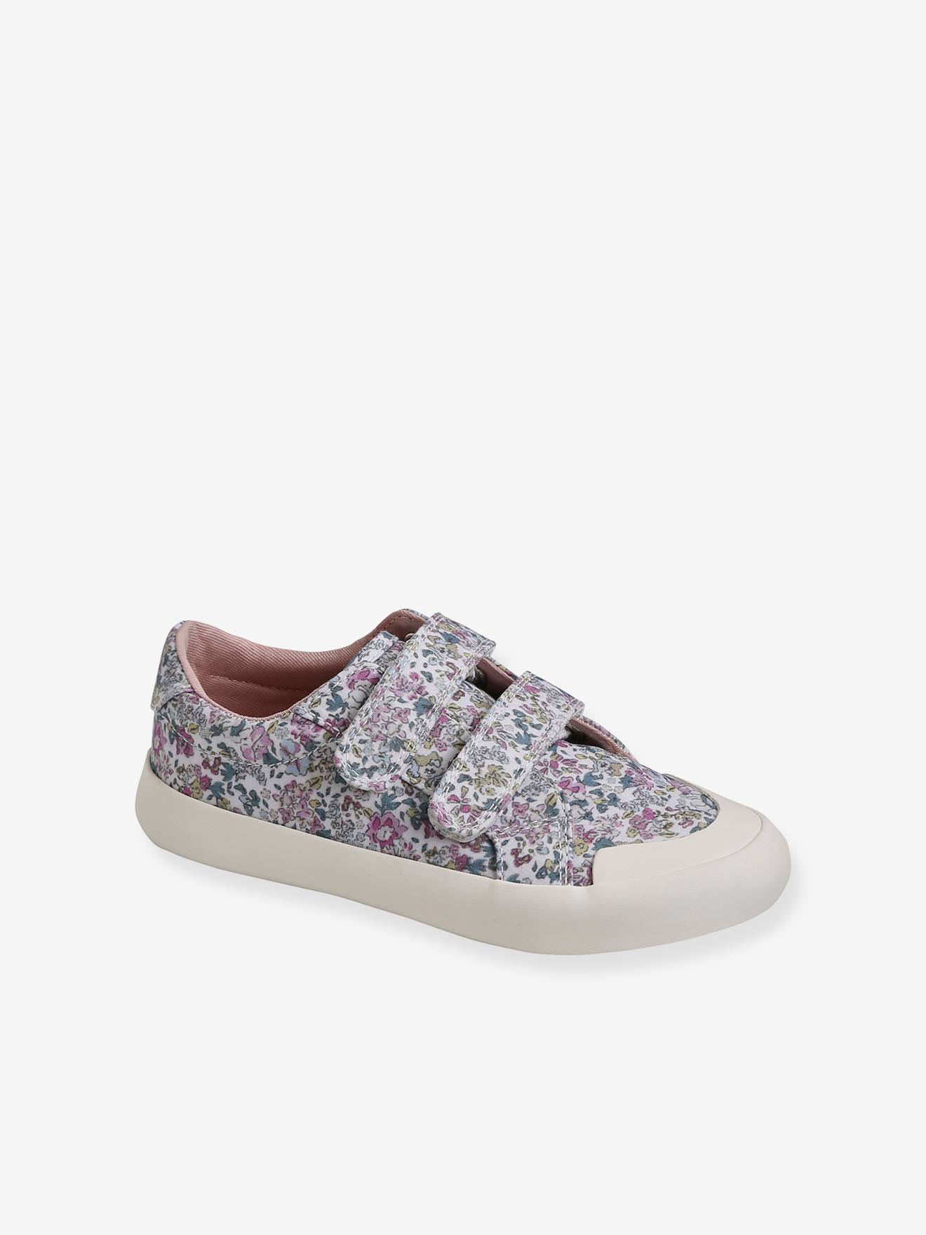 Baskets scratchées fille en toile aop fleuri
