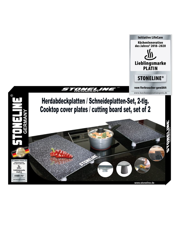 Stoneline Herdabdeckplatten Set 2-teilig in Schwarz günstig kaufen onesize