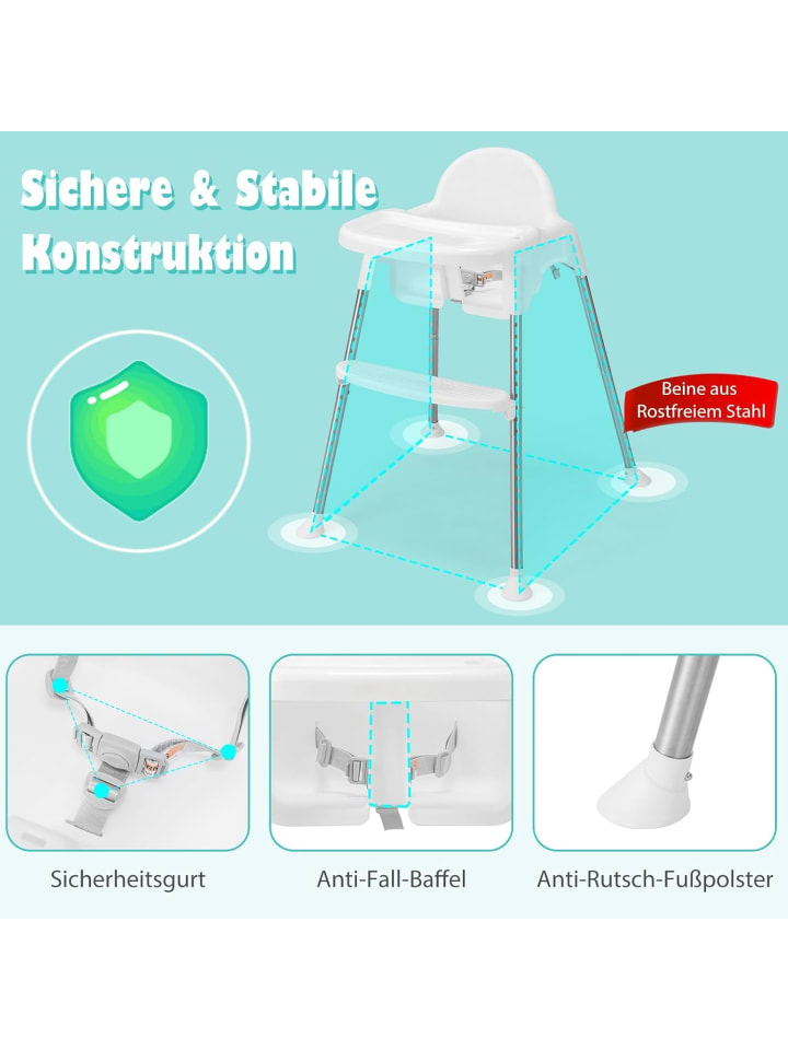 COSTWAY 4 in 1 Babyhochstuhl 6-36 Monate in Weiß günstig kaufen onesize