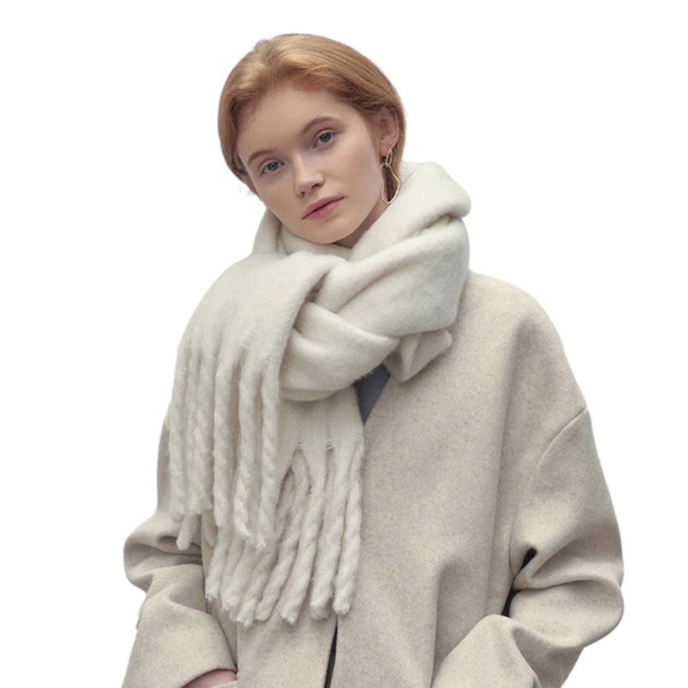 Deliana.makeup Modeschal Ladies Winter Warm Solid Colour Schal mit Quasten, Damenschal, modisch und vielseitig, weich und bequem
