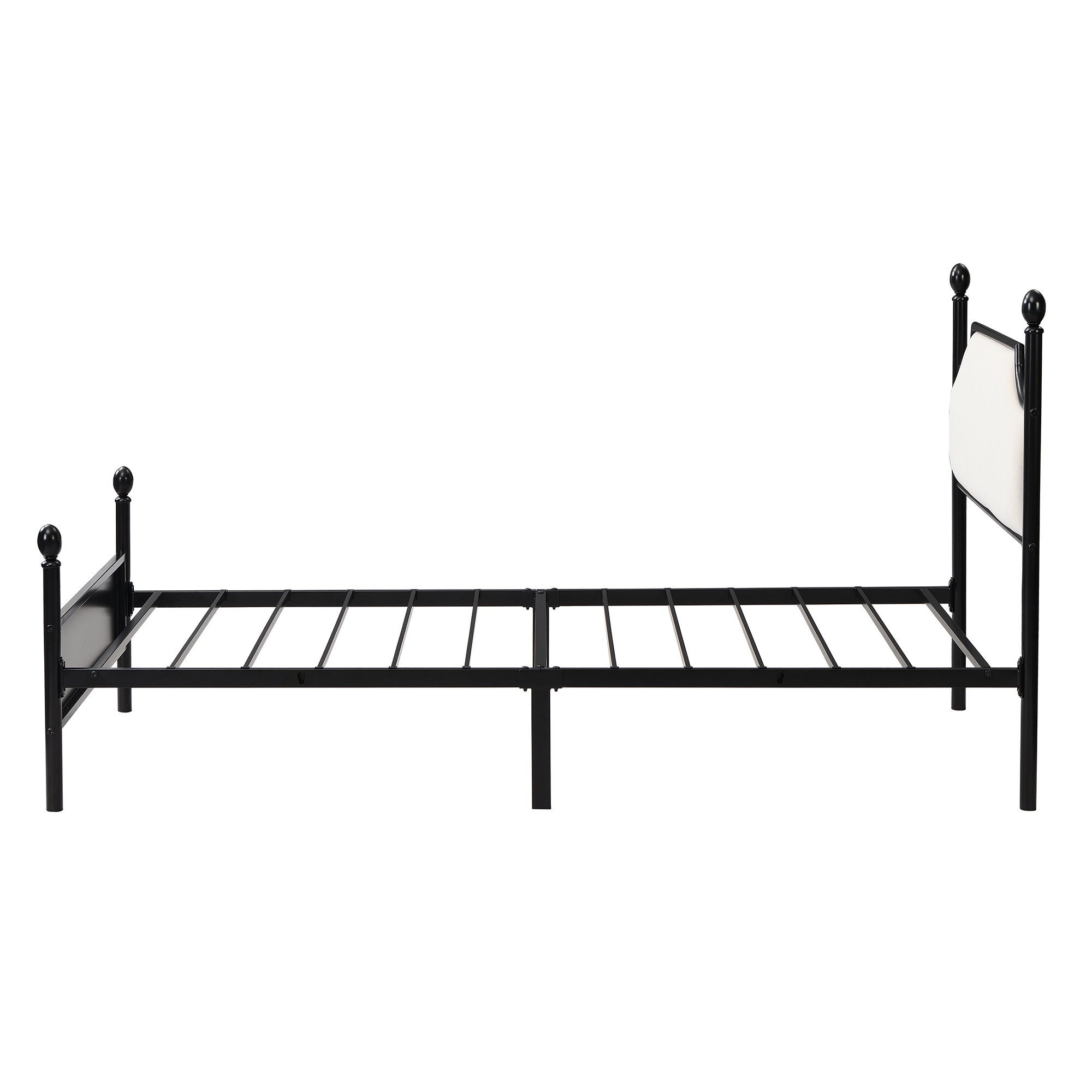 Flieks Metallbett, Einzelbett Kinderbett mit Lattenrost 90x200cm schwarz